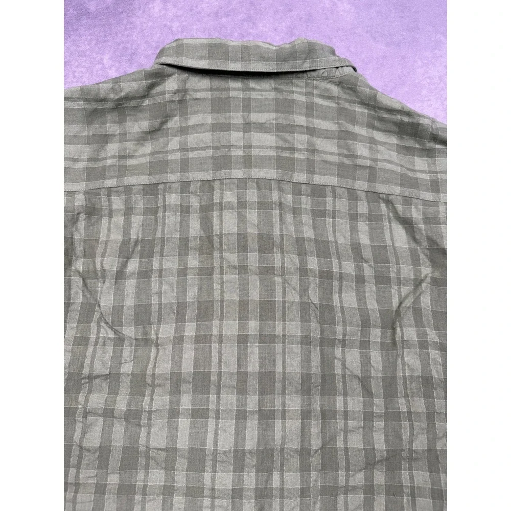 VTG Tommy‎ Bahama 100% Linen Mens XL Plaid Check Button Shirt Sage Green Classic